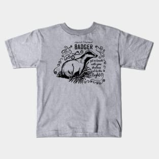 Spirit animal - badger - black Kids T-Shirt